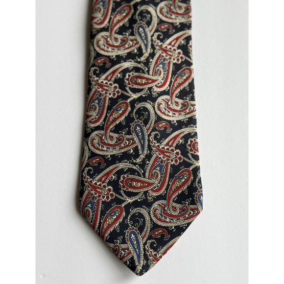 BROOKS BROTHER Maker Men's 100% Silk Neck Tie Blue/Red/Cream Paisley Made in USA - Picture 1 of 6